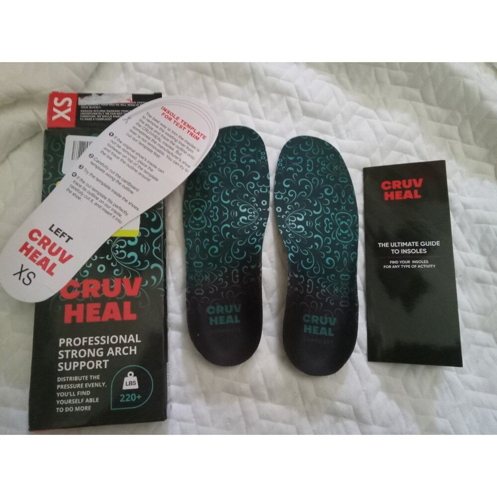 Cruvheal Orthotic Shoe Insoles Strong Arch Support Size XS(Men 4.5-6/Wo's 5.5-7)